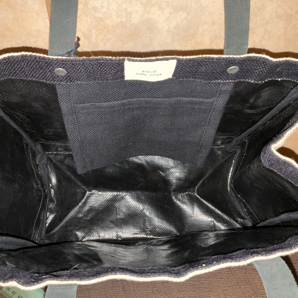 Apolis Global Citizen Lunch Bag Canvas Black & Tan NEW Market Bag - Picture 4 of 5
